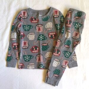 joe fresh hot cocoa thermal waffle knit pajamas matching set 2-3 yrs toddler